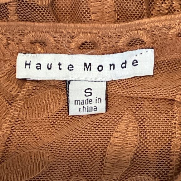 Haute Monde Boho Dreams Floral Embroidered Lace Dress Short Sleeve V-Neck S 272E - Picture 9 of 11